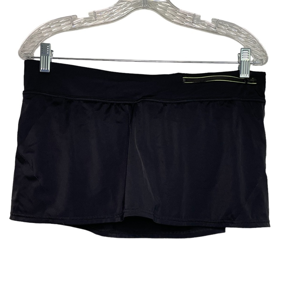 Lands End Short Swim Skirt Size 8 Black Built-in Brief & Zip Pocket